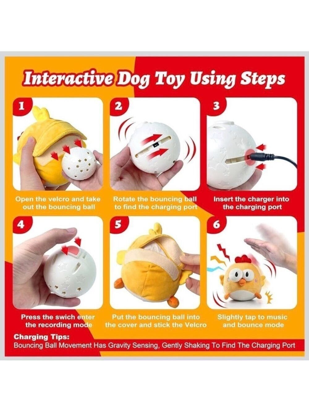 Gukco Yellow Chick Chicken Plush Dog Cat Toy New - Picture 11 of 12